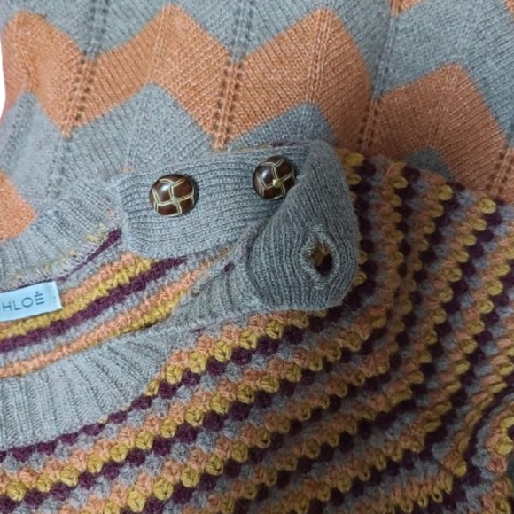 SEE BY CHLOE Brown and Orange Cutout Knitted Wool Sweater Dress Women's Size 2 - Picture 12 of 15